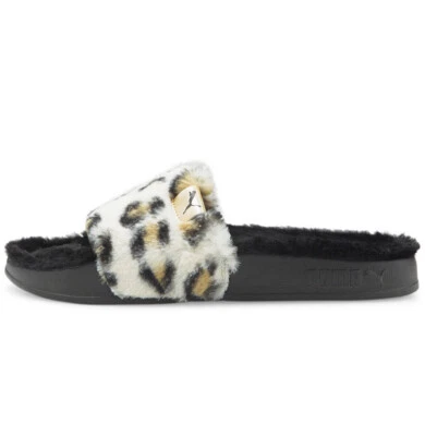 $29.99 • Buy Puma Leadcat Fluff / Fur Safari Slides Black, White & Gold Size 7 /38 New In Box
