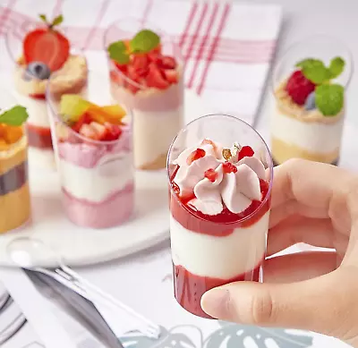 50 Pack Mini Dessert Cups With Spoons 2.2oz Clear Plastic Parfait Appetizer Cups • $49.99