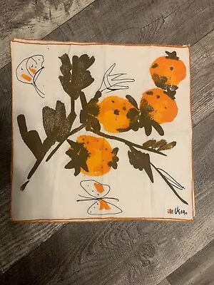 Vera Neumann Butterflies 100% Linen Napkins Set Of 3 Orange Brown • $19.99