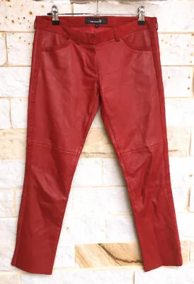 Isabel Marant Leather Pant Sz 0 Red Made In France Lambskin Cotton Elastane • $158.45