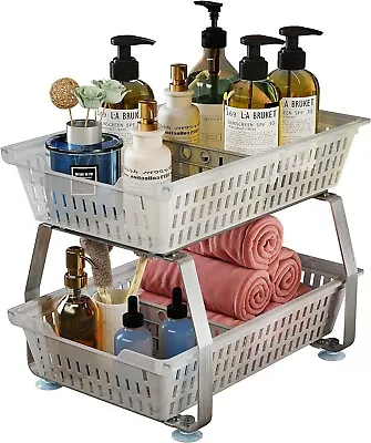 Bathroom Organizer With Dividers 2 Tier Countertop Shelf Under Cabinet Sink  • $9.97