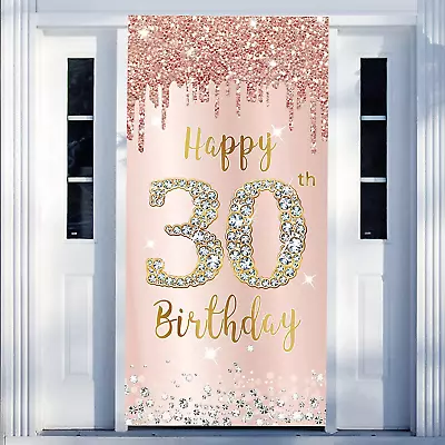 Happy 30Th Birthday Door Banner Backdrop Decorations For Her Pink Rose Gold 30  • $23.07