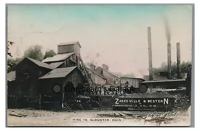 RPPC Zanesville & Western Railroad Mine Mining GLOUSTER OH Real Photo Postcard • $59.99