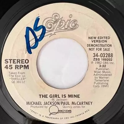 MICHAEL JACKSON / PAUL McCARTNEY The Girl Is Mine EPIC DJ PROMO Thriller • $6