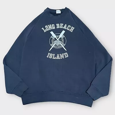 Vintage Long Beach Island Beach Patrol Lifeguard Black Crewneck 80s 90s USA • $50