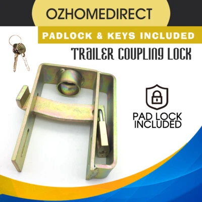 $19.39 • Buy Trailer Hitch Lock Coupling Caravan Camping Anti Theft Heavy Duty With Padlock