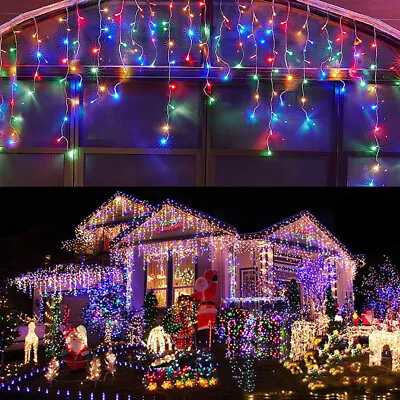 13~130ft Curtain Icicle Lights Wedding Party LED Fairy Christmas Indoor Outdoor • $76.55