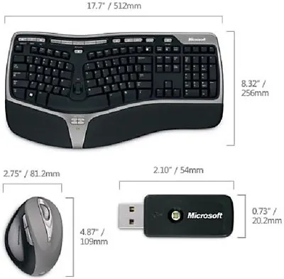 Microsoft Natural Wireless Ergonomic Desktop 7000 WUG-0619 Keyboard And Mouse • $349