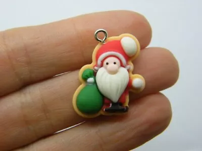 8 Father Christmas Santa Charms Green Red White Resin CT265 • £2.30