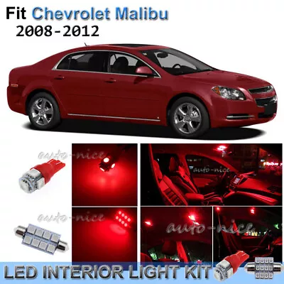 For 2008-2012 Chevrolet Malibu Brilliant Red Interior LED Lights Kit 9 Pieces • $11.99