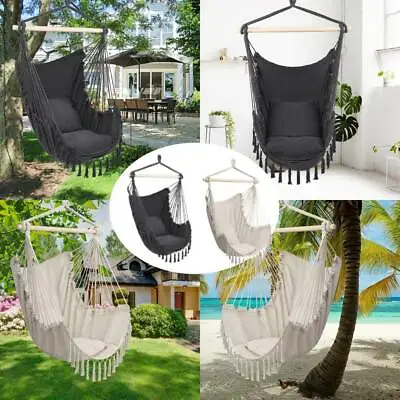 £19.95 • Buy UK Hanging Hammock Rope Swing Chair Macrame Hammock Seat Outdoor Indoor Garden