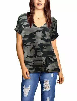 £8.49 • Buy Womens T Shirt Ladies Oversized Baggy Turn Up Batwing Loose V Neck Plus Size Top