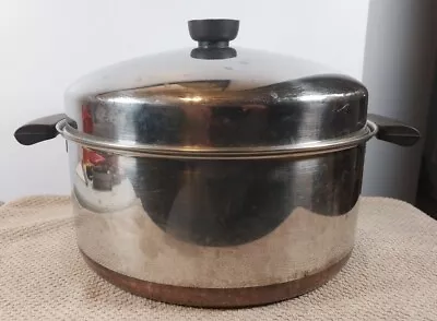 VTG  Revere Ware  Style 6 Qt. Stock Pot Copper Clad Bottom Stainless Steel • $5