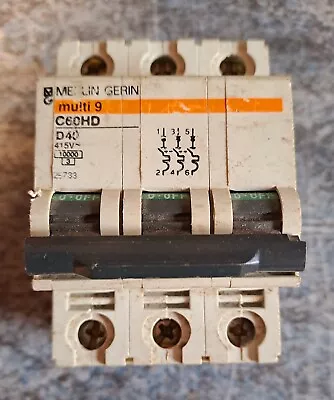 Merlin Gerin Multi 9  C60HD D40 Triple Pole Circuit Breaker 415V • £3.99