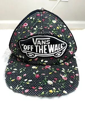 Vans Off The Wall  Skateboard Trucker Snapback Cap Hat Black Mesh Adjustable • £12.52