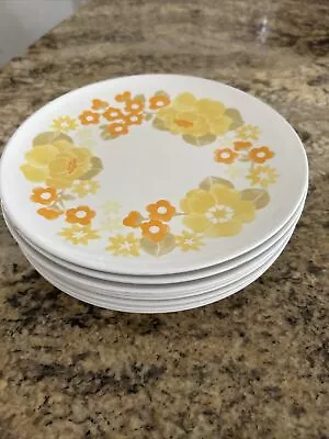 RARE Vintage 70s Summerhill By Corning 8 5/8  SALAD Plate Set Of 8 Floral MCM • $35.10