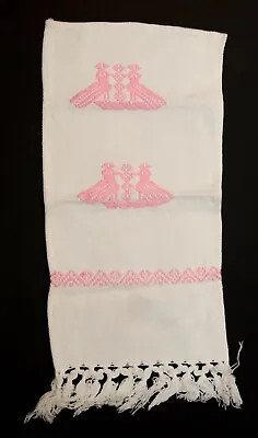 Vintage Pink Embroidered Mexican Bird Wall Hanging Table Mat 20 X 10  • $4.88