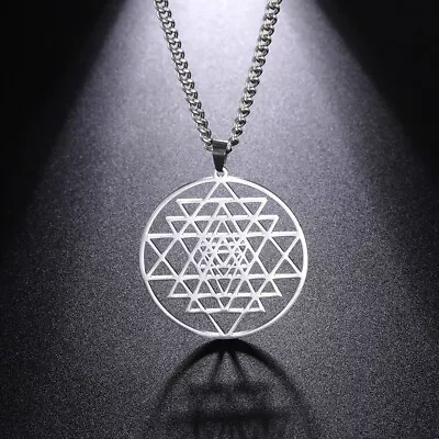 Sri Yantra Yoga Necklace Shri Chakra Mandala Hindu Meditation Symbol Amulet • $6.28