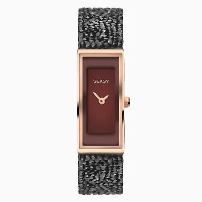 Seksy Sekonda Rocks Ladies Elegant Black Crystals Set Rose Gold Bracelet Watch • £37.95
