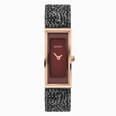Seksy Sekonda Rocks Ladies Elegant Black Crystals Set Rose Gold Bracelet Watch • £37.95