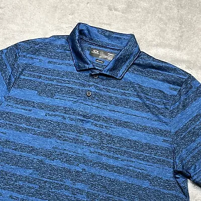 Oakley Polo Shirt Men Medium Blue Short Sleeve Golf Hydrolix Reg Fit Breathable • $19.93