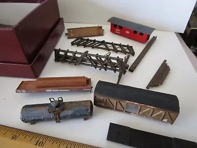 Lot Of N Scale Scratch Built Wood Bridge Freight Train Cars Misc. Box For Layout • $29.95