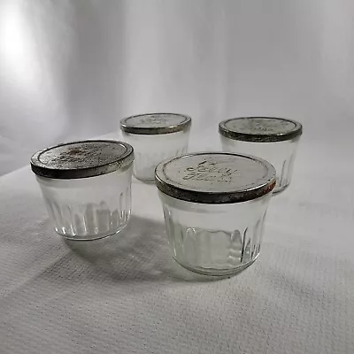 Set Of 4 Vintage 6 Ounce Ball Jelly / Jam Jars With Vintage Tin Lids • $29.91