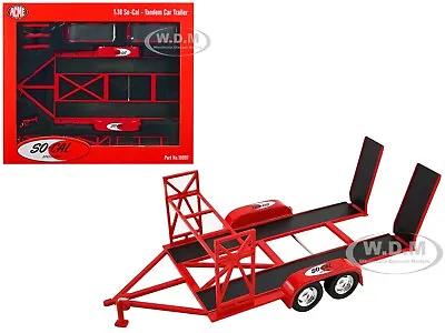 Tandem Car Trailer W/tire Rack Red So-cal Speed Shop 1/18 Diecast By Acme 18997 • $49.95
