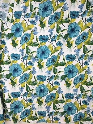 Opalhouse Shower Curtain Blue Green Floral Cotton 68x68 • £14.46