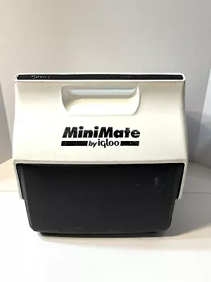 Vintage Igloo Mini Mate Cooler Ice Chest Lunch Box Black White Push Button Side • $16.99