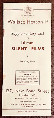 1942 Wallace Heaton Ltd 16mm Silent Films Catalogue • £4.99