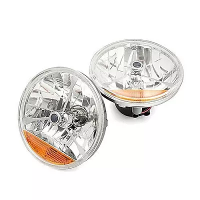 Headlights + Indicator Set Of 2 - 7 Inch Tri Bar Crystal Clear H4 Globe (8370c) • $49