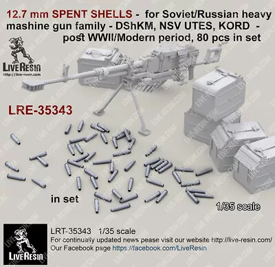 1/35 12.7mm SPENT SHELLS For Russian Heavy Machine Gun DShKM/NSV UTES/KORD • $10.41