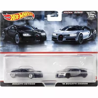 Hot Wheels Premium Car Culture Two Pack Bugatti Veyron '16 Bugatti Chiron HBL96 • $24.95