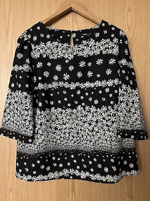 Oasis Top UK 14-16 Black With Daisy Print • £4.99