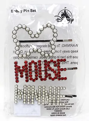 Disney Parks Minnie Mouse Rhinestone Pearl Bobbi Pins Hair Clips Bobby Set • $12.95