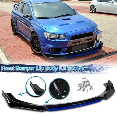 For Mitsubishi Lancer 2008-15 EVO X Front Bumper Lip Spoiler Splitter Black Blue • $65.96