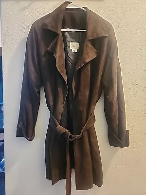 Vakko Vintage New York Brown Suede Leather Womens Jacket Size S Belted No Button • $55