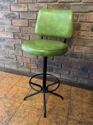 Vintage Retro Vinyl Kitchen Swivel Chair Bar Stool - Green Decor • $224.99