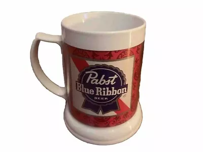 Beer Mug Pabst Blue Ribbon 1970s PBR 16 Ounce Plastic Vintage Thermo Serv • $7.99