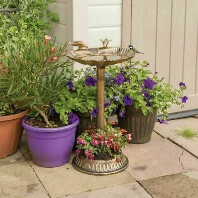 £14.99 • Buy Garden Traditional Ornament Cast Iron Bird Feeder With Water Bath Bowl & Planter