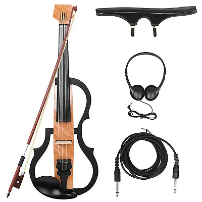 Electric Violin Full Size 4/4 For Beginners Carbon Fiber Mute Violin Earphones • $145.26