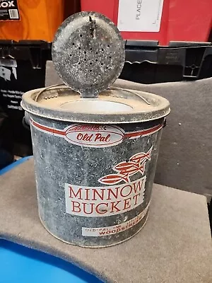 Vintage Old Pal Galvanized Steel Minnow Bucket • $39.95