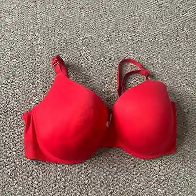 PINK Victoria's Secret Womens Bra Size 38DD Red Underwire Push Up Full Coverage • $17.99
