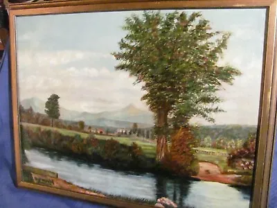  Winooski River Country Montpelier VT Antique Oil Painting C.1890's • $395