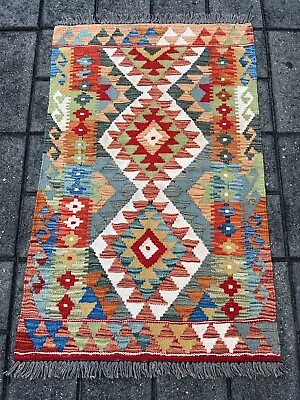 Hand Woven Afghan Wool Kilim Size: 110 X 70 Cm Flat Woven Handmade Floor Rug • $105
