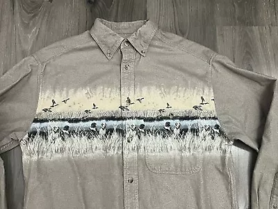 Cabelas Chamois Shirt Dog Hunting Duck Long Sleeve Mens Medium Button Down • $21.74