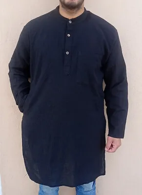 Traditional Indian Punjabi Men's Collarless Long  Kurta Shirt Grandad Kurta PB2 • £17.99