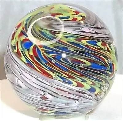 Randel Art Glass MARBLE Cool TWISTY TWISTED SWIRL SOLID CORE 1-1/8  RAG HandMade • $19.99