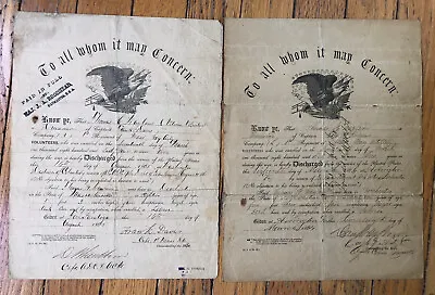 $49.99 • Buy Original Civil War Discharge Papers Union Army Massachusetts Artillery Musician